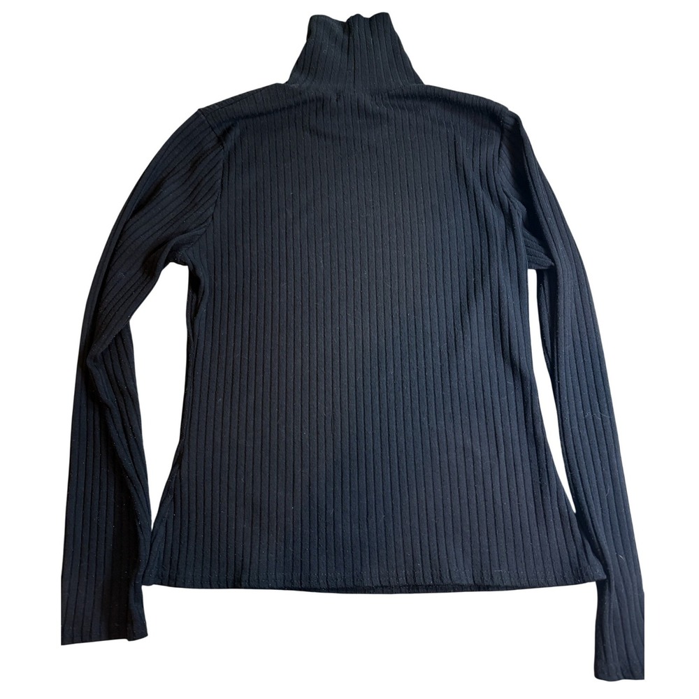 Nasty Gal Collection Black Ribbed Knit Turtleneck Long Sleeve Top US 8